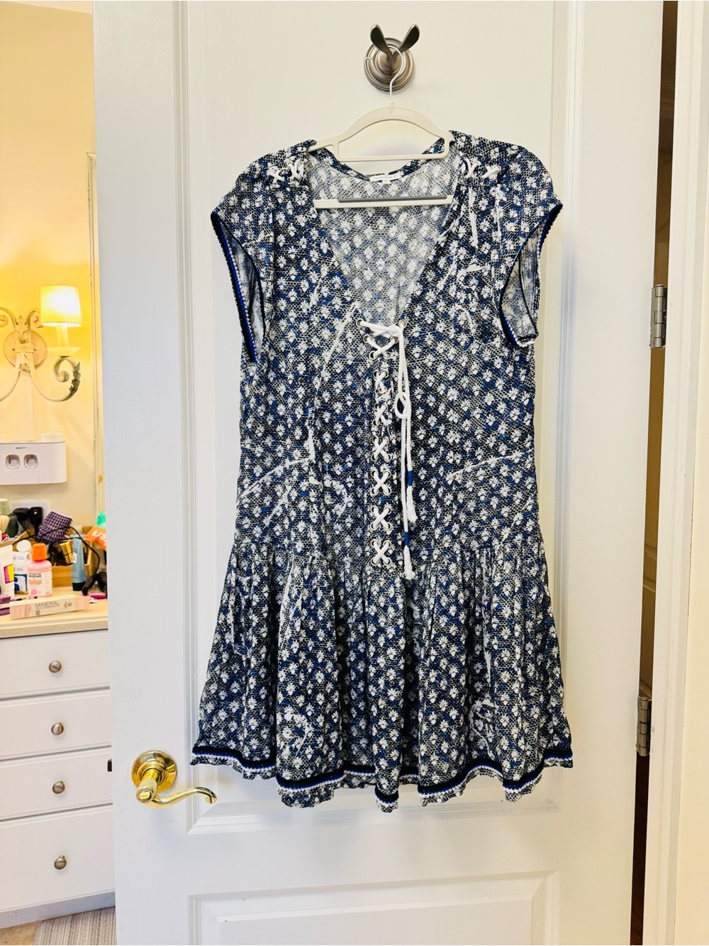 Poupette St. Barth "Lucy" Lace-Up Floral Print Dress